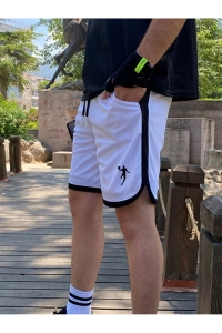 Erkek Beyaz Basketbol Futbol Çizgili Şort Fitness Spor Egzersizi Koşu